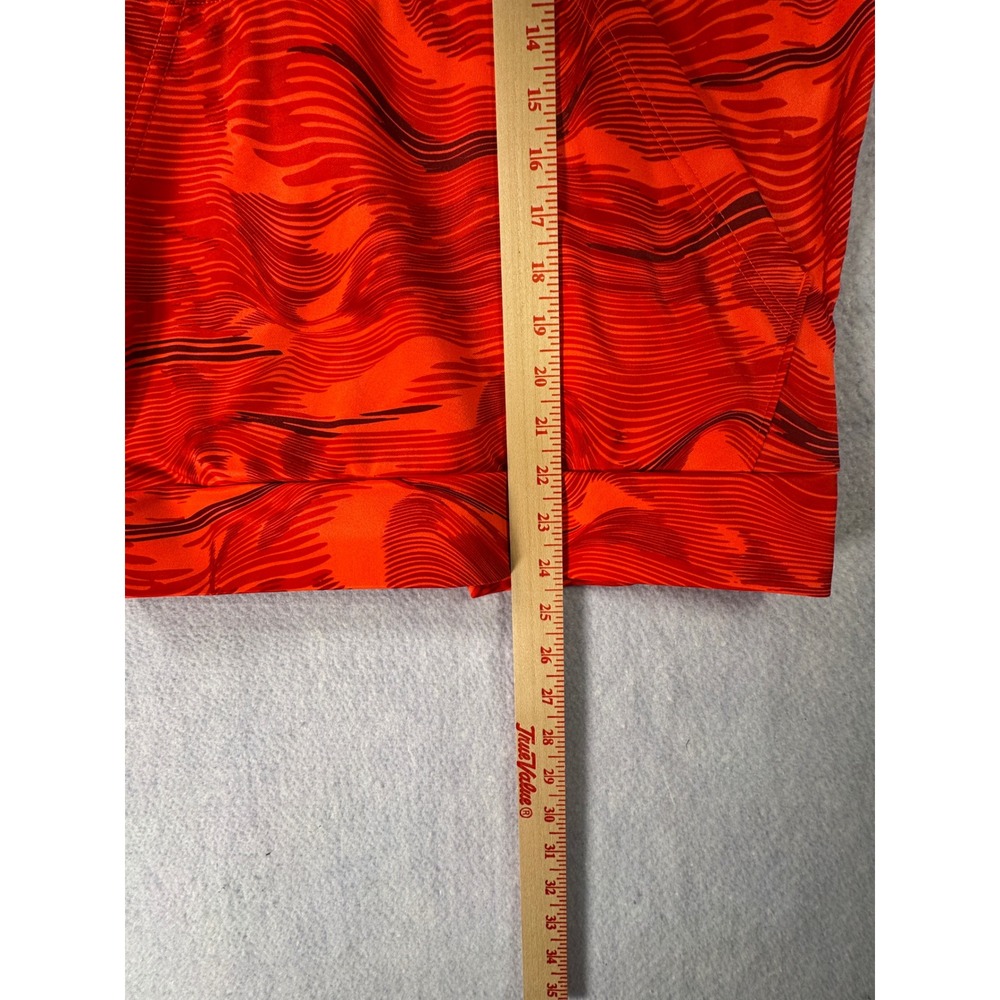 Adidas Boys Orange Red Wave Print Fleece Hoodie Sweatshirt L 14/16 Logo Pocket - Picture 4 of 5